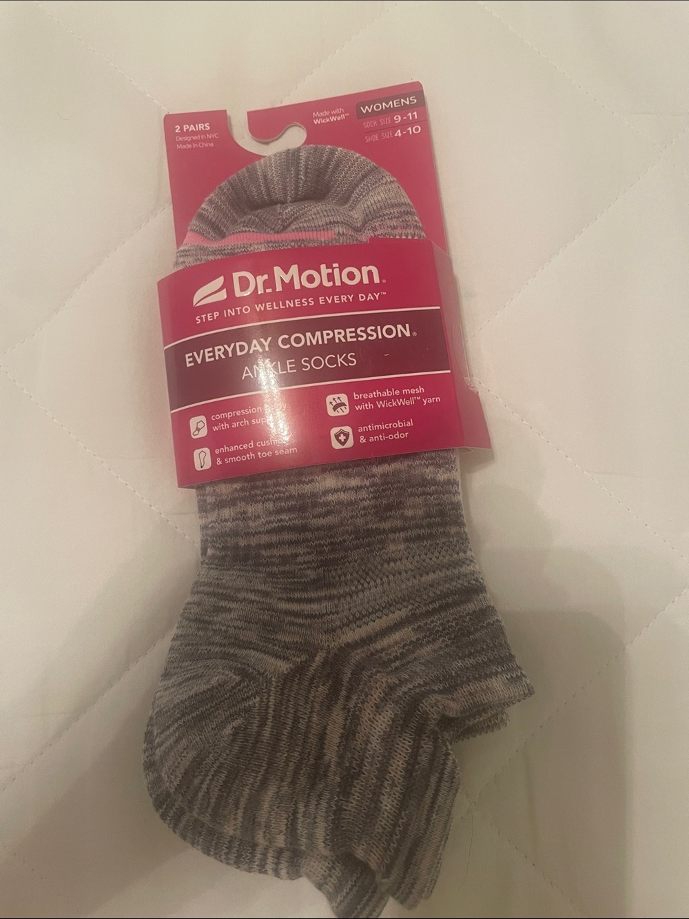Women's Everyday Compression Ankle Socks - Gray (2 Pairs)